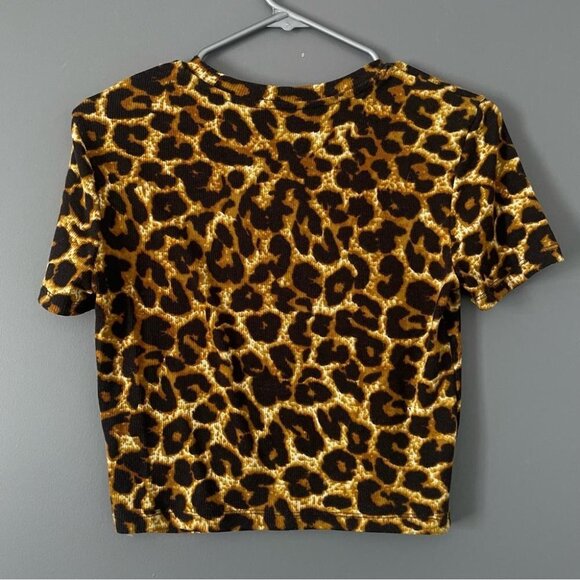 Zara Leopard Print Crop Top The Perfect Edgy Layering Piece 90s Grunge Y2K - Picture 6 of 9